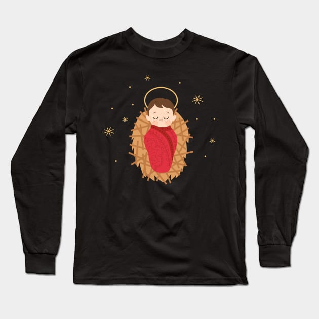 Christmas Nativity Baby Jesus Long Sleeve T-Shirt by 513KellySt